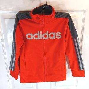 Adidas Full Zip Sweater Cardigan Jacket Athleisure Orange Gray Boy's Size 6
